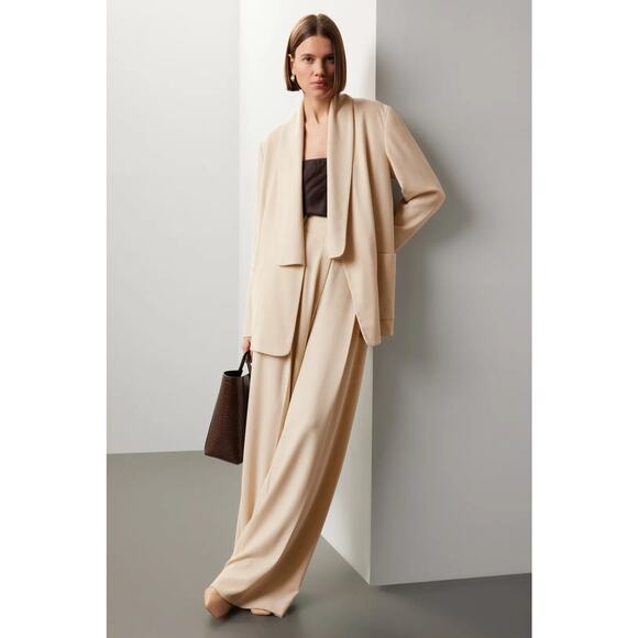 Rodebjer Idalia Blazer Beige Oversized Open Front Relaxed Shawl Collar Sz M - Picture 2 of 13